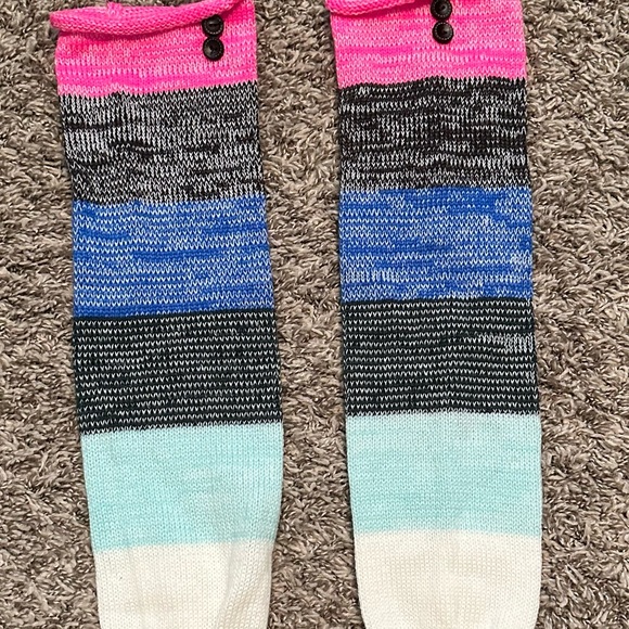 Multi color leg warmers, pink gray white mint NWOT One Size - Picture 2 of 3